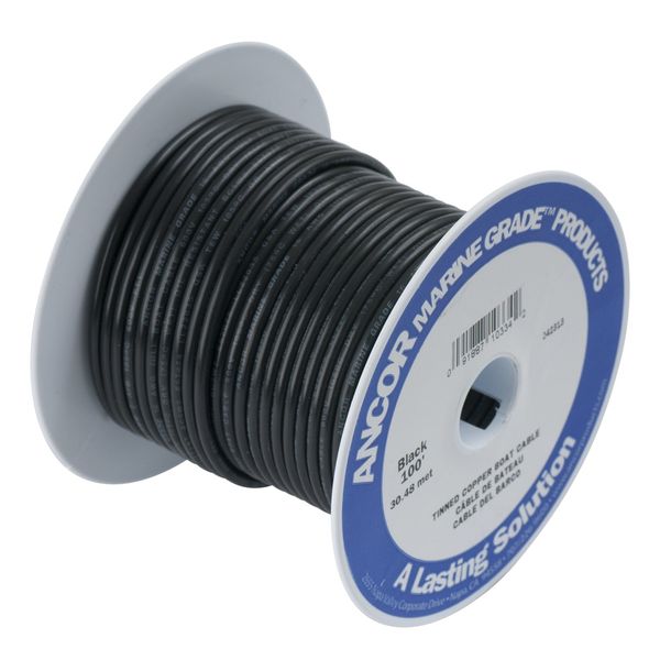 Ancor 108010 Tinned Copper Wire, 10 AWG (5mm2), Black - 100ft