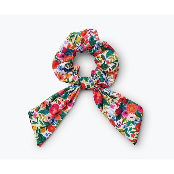 RIFLE PAPER CO. Garden Party Scrunchie, 100% Polyester, Digitally Printed, 3.5" Diameter, Scarf Tie for Hair, Soft Elastic Scrunchie Hair Band, Works as Ponytail Holder or Wrist Accessory