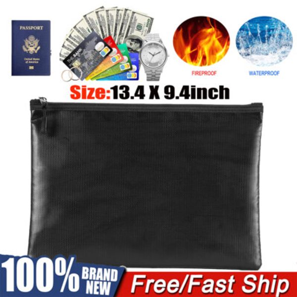 2000℉ Fire Proof Money Bag Fireproof Document Pouch Waterproof Safe Cash Large
