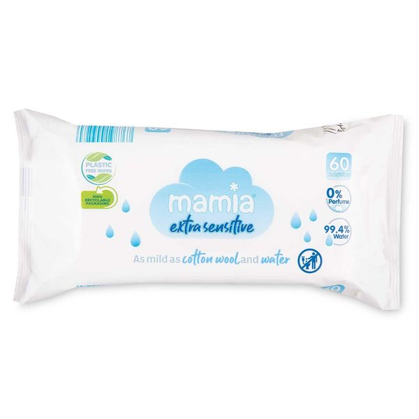 6X Mamia Extra Sensitive Wipes 60 Pack