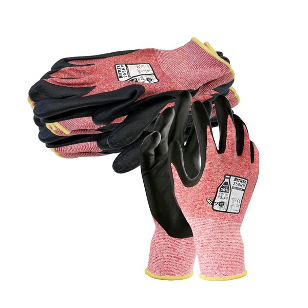 NITREX 255RP Work and Safety Gloves - 5 Pairs - General Handling Gloves - Abrasions and Tearing Protection - Water Based PU Palm Coated – Touchscreen - Mechanical and Industrial Protection - Size 6