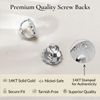 Everyday Elegance Solid 14K White Gold Single Earring Back Replacement | Threaded Screw on Screw Off | Earring Back Locking 1 Piece Post Size Large .040" | with Gift Box