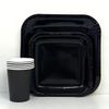 Solid Midnight Black Square Paper Dinner Plates (22cm) 14 Count - Elegant, Disposable, Perfect for Parties & Events