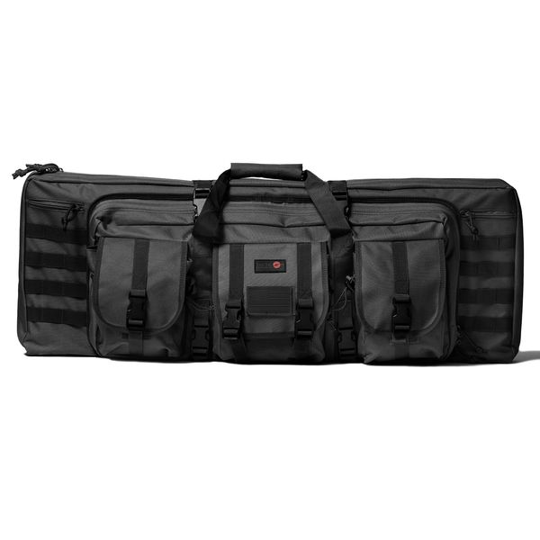 Tacticon Double Rifle Bag | 2 Rifles + 2 Pistols Tuckable Backpack Straps | COMBAT VETERAN OWNED COMPANY | Waterproof Padded Lockable Carbine (Tactical Black, 42" x 12" Double Rifle Case)