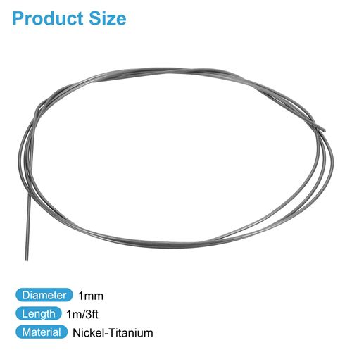 uxcell 3 Feet Nitinol Wire, 1mm 40° Super Elastic Nitinol Shape Memory Pre-Trained Wire Nickel-Titanium Spring Steel Wire for Research Labs DIY Classroom Display