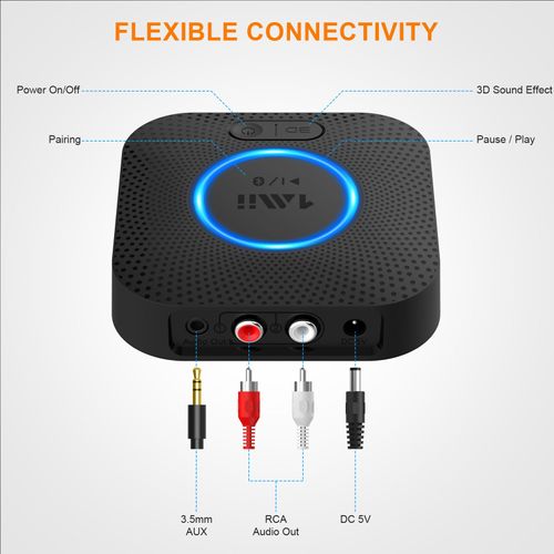 1Mii B06 [Upgraded] Bluetooth 5.1 Receiver, Bluetooth Audio Adapter with aptX HD for Streaming Music from Smartphone/Tablet to RCA/3.5mm Aux AV Receiver, Amplifier, Home Stereo Speaker