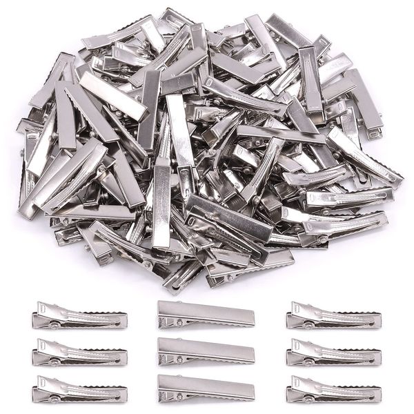 Mardatt 200Pcs 1.25 inch/ 3.2 cm Alligator Hair Clips Bulk Silver Single Prong Hair Clips For Bows Making Hair Pins For Sectioning Hair Styling And Sectioning Hairdressing DIY Crafts