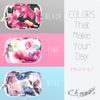 Charis HIGH FIVE Makeup Pouch, For iQOS3duo, Compatible with Hyper PloomX, Multiple Storage, Flower Pattern, Botanical Cosmetics, Black