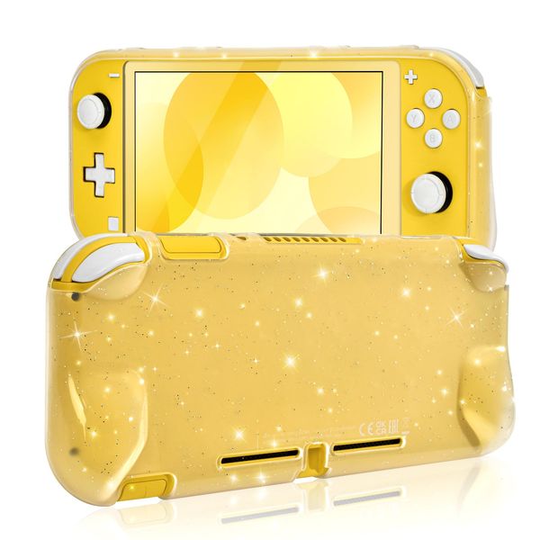 DLseego Case Compatible with Switch Lite,Crystal Glitter Transparent Protective Case Shock Absorption Anti Scratch Hand Grip Cover Soft Switch Lite Controller Shell,Clear