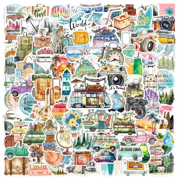 Kinwodon 100 Stück Sticker Reisen Aesthetic Vintage Sticker Wasserfeste Sticker Set Aufkleber Selbst Gestalten für Koffer Laptop Skateboard Outdoor Sticker Aesthetic Wasserdichtes Vinyl Sticker