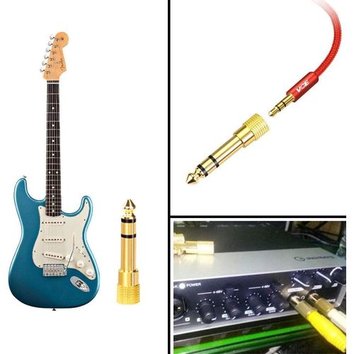 2PCS Mini Jack to Jack Adapter, Headphone Jack Adapter, 3.5mm to 6.35mm Audio Jack, Audio Adaptor 1/8 to 1/4 Inch Plug Stereo Aux Converter, for Electric Keyboard Mixer Amplifier Speaker Earphone