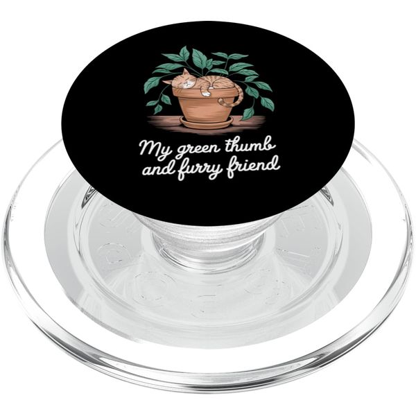 Cozy Cat Plant Pot Design PopSockets PopGrip for MagSafe