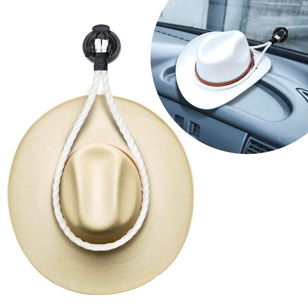 Ziciner Cowboy Hat Mounts for Your Vehicle, Hat Mounts with Suction Cup, Hat Holder Rack to Keeps Your Hat Securely On The Dash, Auto Universal Interior Accessories for SUVs, Cars (White)