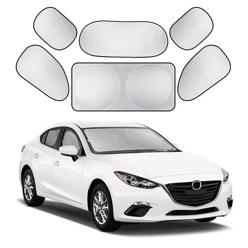 Car Window Shade, 6Pack Set Auto Sun Shades for Side Window Front and Rear Windshield with Storage Pouch for Car, SUV, Van, Truck, Full Sun Protection, Block UV Rays, Keep car Cool (59.5"x27.6"/6PCS)