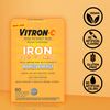Vitron-C Iron Supplement, Once Daily, High Potency Iron Plus Vitamin C, Supports Red Blood Cell Production, Dye Free Tablets, 60 Count
