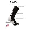 TCK Midline Lacrosse Logo Crew Socks (Black/White, Large)