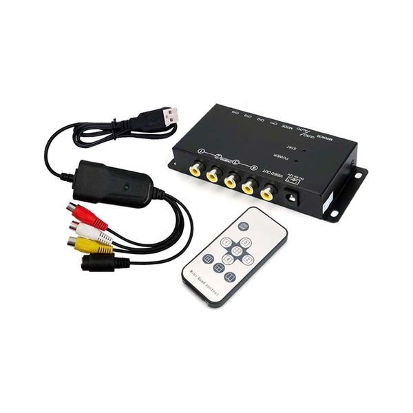 4-Channel PC USB Quad Video DVR Adapter With 4 RCA Inputs For Win11 Win10 Win8/7
