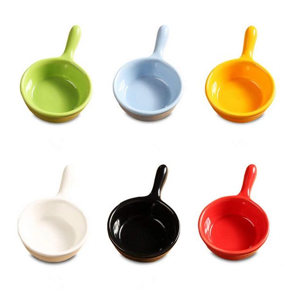 6 Pcs Ceramic Sauce Dishes Colorful Mini Appetiser Dishes Ketchup Side Dish Condiment Relish Plate Side Seasoning Dish Snack Serving Dishes with Grip Handle