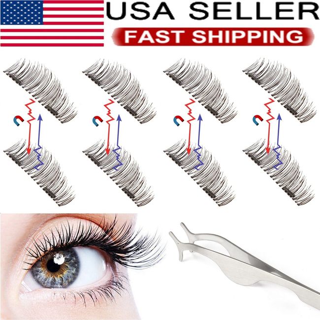 2 Pairs Double Magnetic False Eyelashes Reusable 3D Natural Eye Lashes Extension