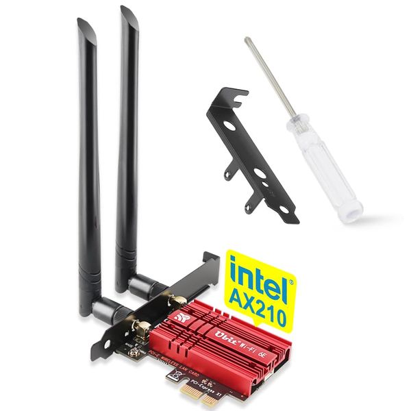 6Ghz WiFi Card 5400Mbps PCIe WiFi 6E Card, Intel WiFi 6E AX210 Chip with Bluetooth, Tri-Bands(6GHz/5GHz/2.4GHz) Wireless WiFi 6 Card for Desktop Windows 11/10(64Bit)