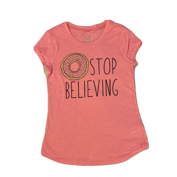 Justice Girl's Size 12 Donut Stop Believing Graphic Tee New