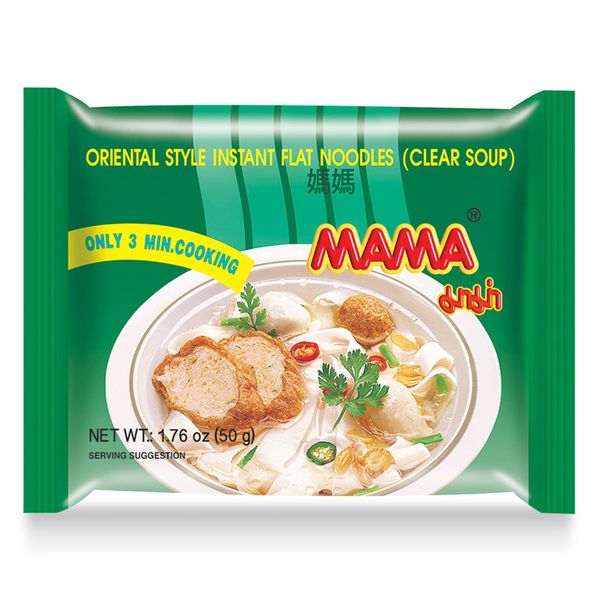 MAMA Noodles Flat Clear Soup Instant Rice Noodles w/Delicious Thai Flavors, Hot & Spicy Noodles, No Trans Fat w/Fewer Calories Than Deep Fried Noodles 30 Pack