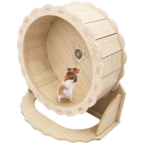Hamiledyi Wooden Hamster Wheel, Small Pets Exercise Wheel, Silent Running Wheel for Gerbil, Mice, Guinea Pigs, Dwarf Syrian Hamster (5.9in)
