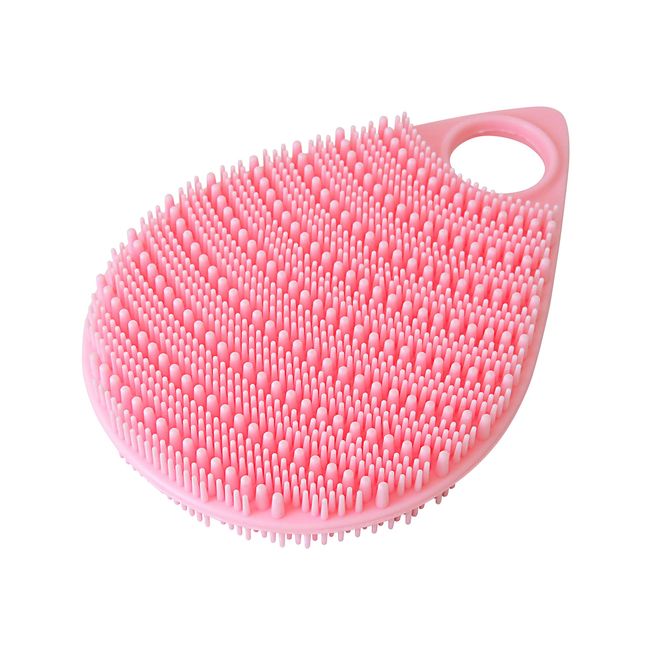 Towa Sangyo Body Brush, Pink, Approx. 5.1 x 3.6 x 0.7 inches (13 x 9.1 x 1.7 cm), Silicone Massage Brush for Body