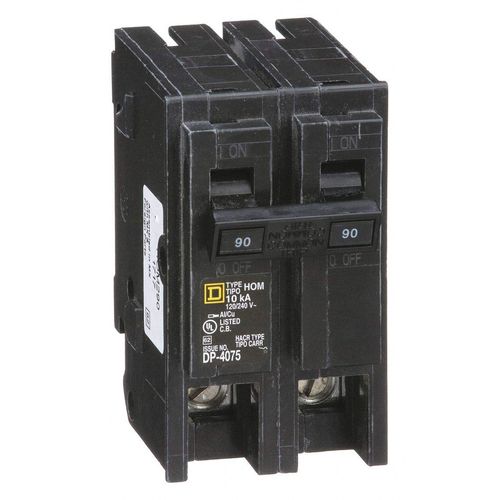 Plug In Circuit Breaker, HOM, Number of Poles 2, 90 Amps, 120/240VAC, Standard
