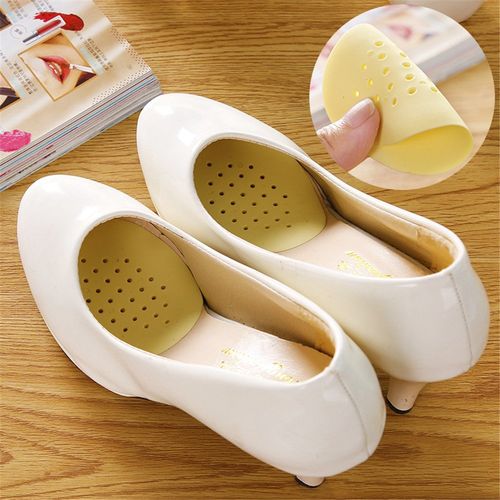 CAREOR 3 Pairs Front Pad Half Insoles, Metatarsal Forefoot Shoes Pads Cushions Silicone Holes Design High Heels Gel Cushions Shoe Inserts for Women (Beige)
