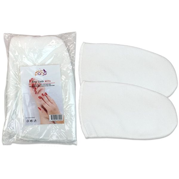 Pana Reusable (White) Thermal Cloth Insulated Mitts for Paraffin Wax Heat Therapy Spa Treatments/Self Tanning