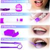 Braces Kit Cleaning Tools Boxed 8 Pack for Orthodontic, Portable Travel Dental Pick Tool Set for Braces, Interdental Brush, Ortho Wax, Floss, Oral Mirror Included - Purple