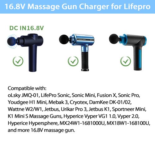 16.8V Massage Gun Charger DC in 16.8 Volts 2A 1A Power Supply Adapter, Compatible with TheraGun, Hyperice, Medcursor, Mebak, Toloco, Sportneer, Sonic, Fusion, Youdgee, Sharper Imagem Massage Gun.