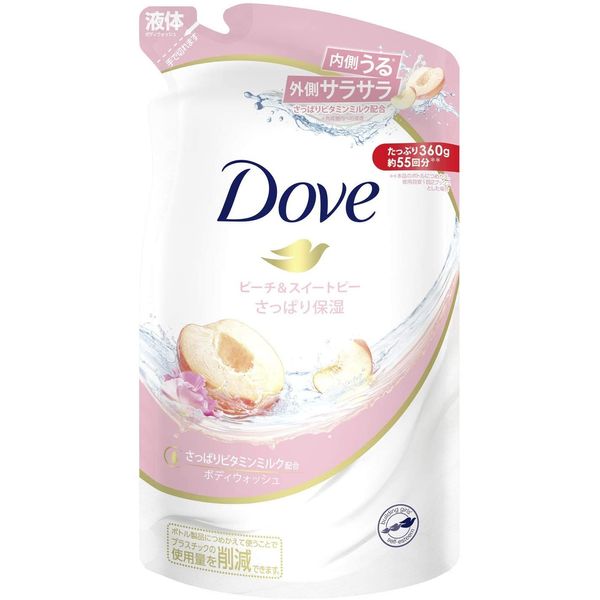 Dove Body Wash, Peach & Sweet Pea Refill, 12.2 oz (360 g), Set of 10