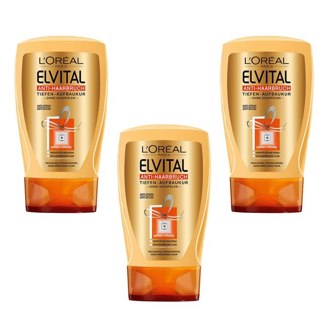 3x L'Oreal Paris Elvital Anti Haarbruch Haarkur Strapaziertes Haar je 125ml