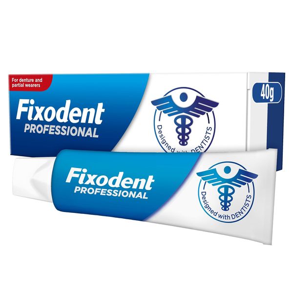 Fixodent Professional Denture Adhesive Cream, 40 ml, Fixdont's Best Hold & Antibacterial Action, Precise Application With Super Thin Nozzle, Mint