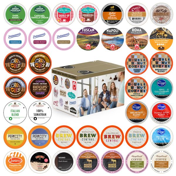 Coffee Pods Variety Pack Sampler, Coffee Lovers Single-Serve Capsules & Pods For Keurig K Cup Machines, Assorted Variety Pack, 40 Count