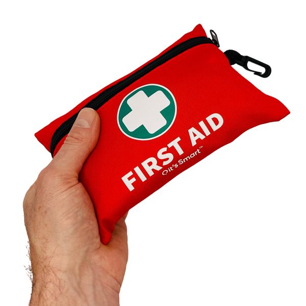 it's Smart Compact First Aid Kit 110 Pieces - Best for Travel Essentials, Hiking, Home, Camping and Car - Includes Emergency Blanket, Plasters, Bandages, Eyewash and Other First Aid Essentials - Red