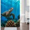 LUXURY FABRIC SHOWER CURTAIN, PRINTED  GREEN & BLUE