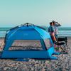 OutdoorMaster Pop Up Beach Tent for 4 Person - Easy Setup and Portable Beach Shade Sun Shelter Canopy with UPF 50+ UV Protection Removable Skylight Family Size - Blue