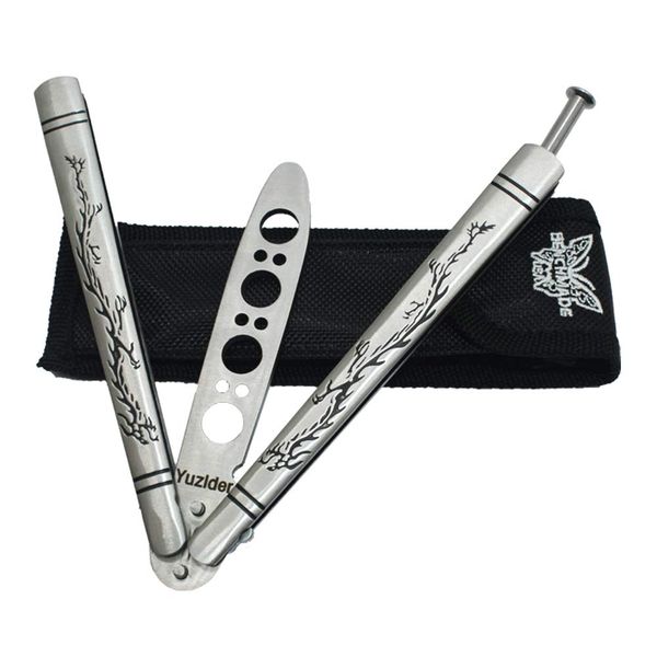 Yuzlder Practice Butterfly Knife, Stainless Steel Balisong Trainer Unsharpened Blade with Spring Latch, Smooth Action Butterfly Knife Trainer