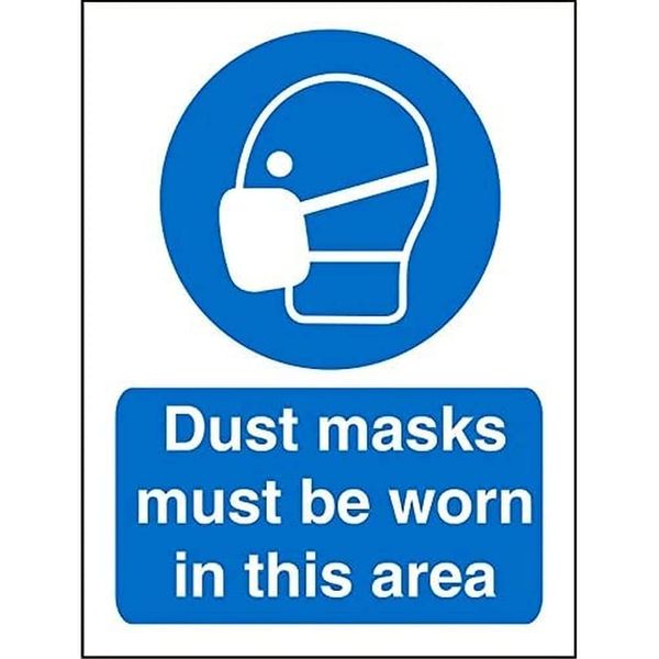 Seco Dust Masks Must Be Worn in This Area Sign, 200mm x 300mm - 1mm Semi Rigid Plastic