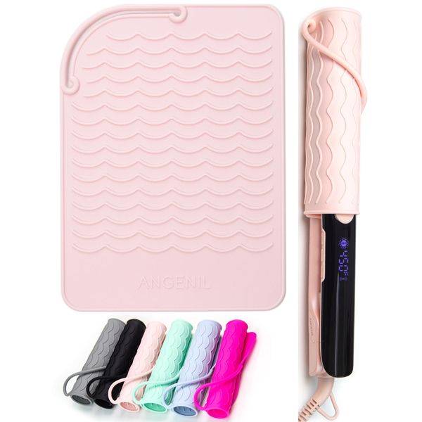 ANGENIL Flat Iron Heat Resistant Silicone Mat for Curling Iron Hair Tools, Travel Case Heat Resistant Hot Tool Mat, Hair Straightener Heat Pad Curling Iron Sleeve for Counter Size 9" x 6.5"