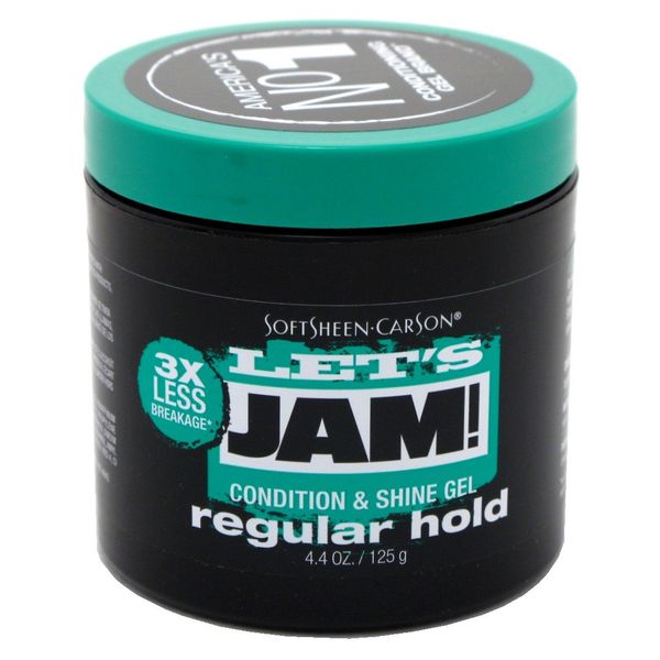 Lets Jam Condition & Shine Gel Regular Hold 4.4 Ounce Jar (130ml) (3 Pack)