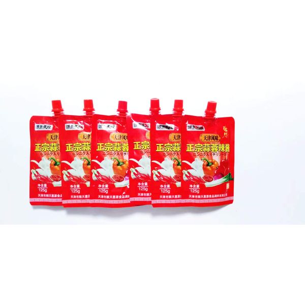 Masamune Garlic Sauce (6-Piece Set) Chili Sauce with Garlic, Chili Sauce, Tianjin Flavor, 4.4 oz (125 g) x 6 Pieces