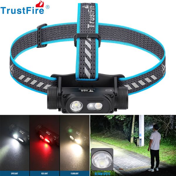 TrustFire 1350LM LED Headlamp USB Rechargeable Headlight W/ Red Light Good Gift