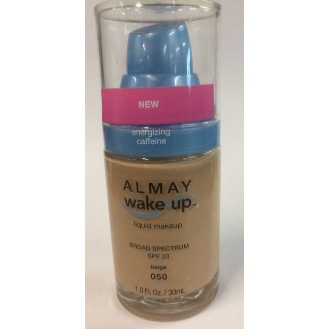 Almay Wake Up Energizing Caffeine Liquid Foundation Makeup #050 BEIGE SPF 20