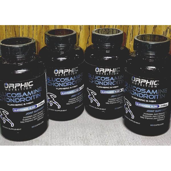 Pack Of Four Orphic Nutrition Glucosamine Chondroitin, Turmeric & MSM Exp 9/24