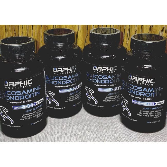 Pack Of Four Orphic Nutrition Glucosamine Chondroitin, Turmeric & MSM Exp 9/24