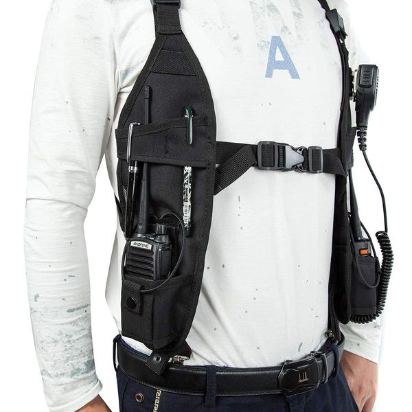 LUITON Radio Shoulder Harness Holster Chest Holder Universal Vest Rig for Police Firefighter Two Way Radio Search Rescue Essentials